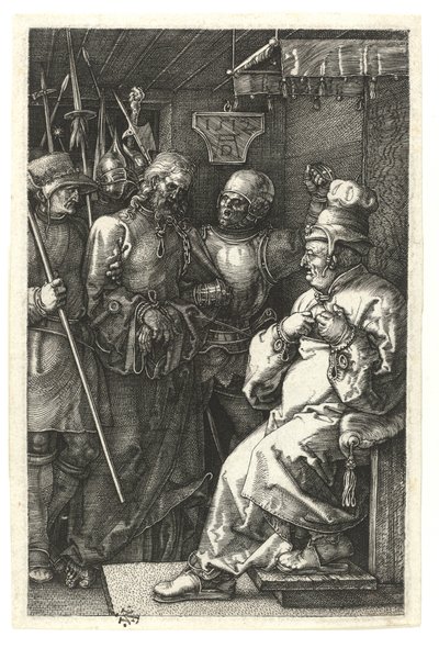 カイアファの前のキリスト1512年（銅にビュランのエングレーヴィング 作： Albrecht Dürer