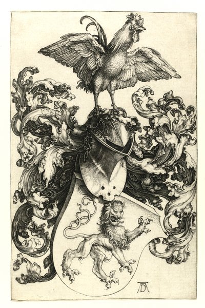 ライオンとオンドリの紋章。 1502-03 作： Albrecht Dürer