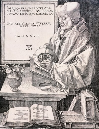 ロッテルダムのエラスムス（Rotterdam 1466-1469 - Basel 1536）、人文主義者、神学者 作： Albrecht Dürer