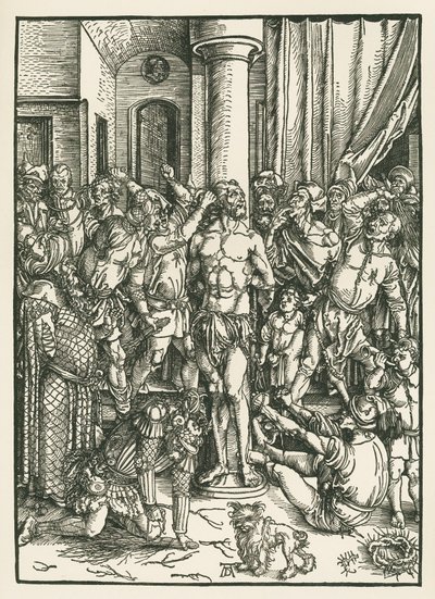 キリストの鞭打ち、1496-97年頃（木版画） 作： アルブレヒト・デューラーまたはデューラー