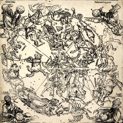 1510-20年頃の木版画「セプテントリオナル共同体の想像と十二の想像」(Imagines coeli Septentrionales cum duodecim imaginibus zodiaci) 作： Albrecht Dürer or Duerer