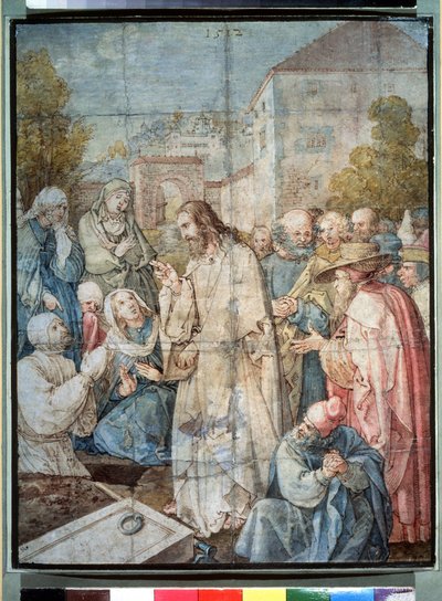 「ラザロの復活」（ラザロの復活）アルブレヒト・デューラーによる水彩画とインク（1471-1528）1512年プーシキン美術館、モスクワ 作： Albrecht Dürer