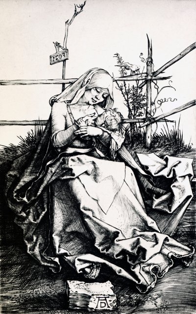 塀の中の聖母子像（銅版画 作： Albrecht Dürer