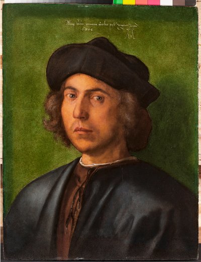 若い男性の肖像 アルブレヒト・デューラー（1471-1528）の絵画 1506年 ジュネーヴ、ストラーダ・ヌォーヴァ美術館 作： Albrecht Dürer