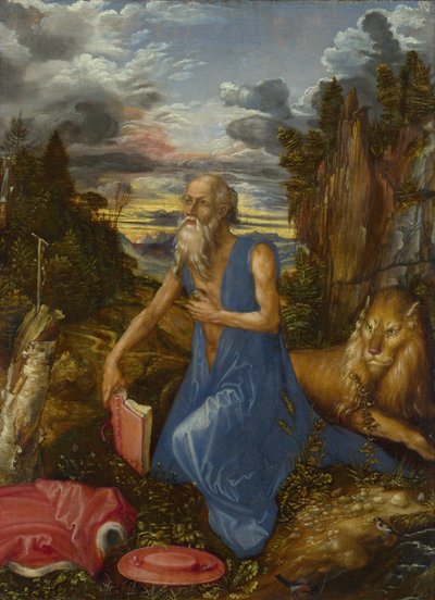 荒野の聖ヒエロニムス、1496年頃（木の油） 作： Albrecht Dürer