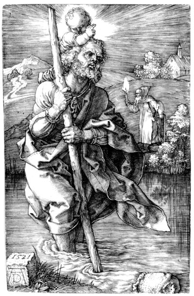 セントクリストファー、右向き、1521年 作： Albrecht Dürer
