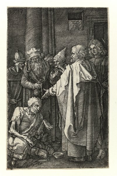 聖ペテロと聖ヨハネが神殿の門で足の不自由な人を癒す 作： Albrecht Dürer
