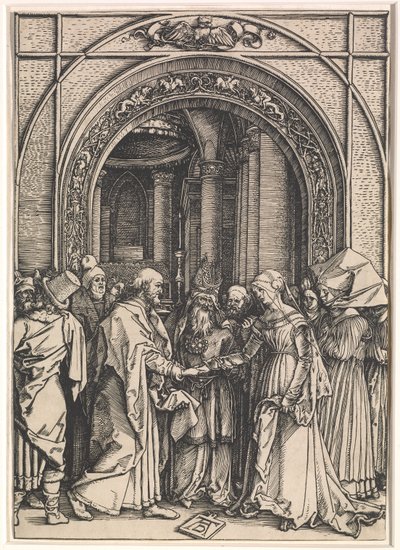 聖母の婚約者：聖母の生涯、c.1504-05（簀の紙の木版画） 作： Albrecht Dürer