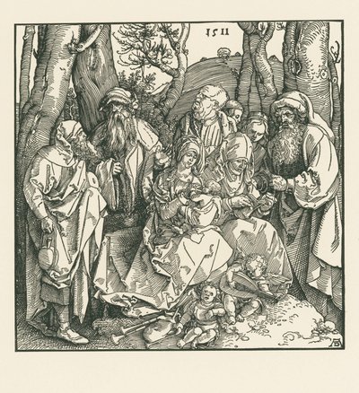 リュートを奏でる天使たちとの聖なる絆 作： Albrecht Dürer or Duerer