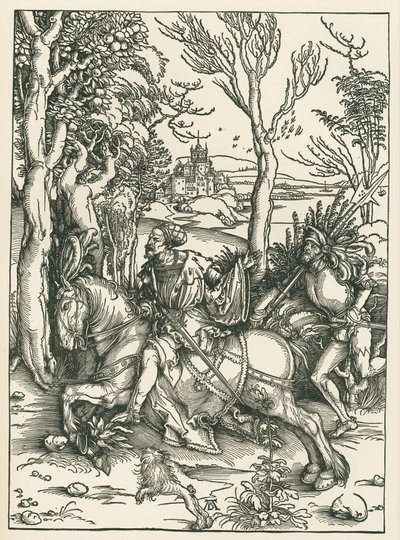 騎士とランツクネヒト、1496年頃（木版画） 作： アルブレヒト・デューラーまたはデューラー