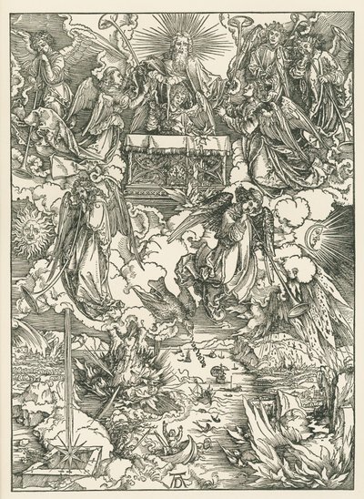 七つのラッパは天使たちに与えられる。聖ヨハネの黙示録』1496-97年頃（木版画） 作： アルブレヒト・デューラーまたはデューラー