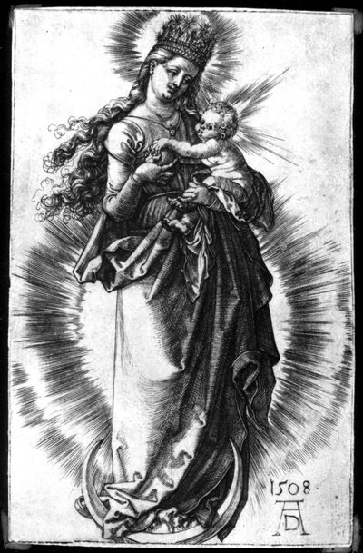 星空の王冠を持つ三日月の聖母子 作： Albrecht Dürer