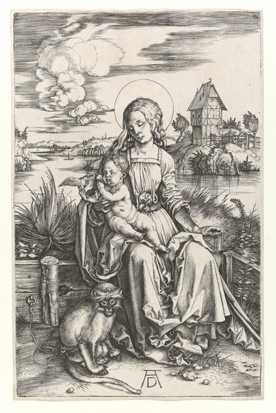 猿を連れた聖母」1498年頃（ビュラン製エングレーヴィング 作： Albrecht Dürer