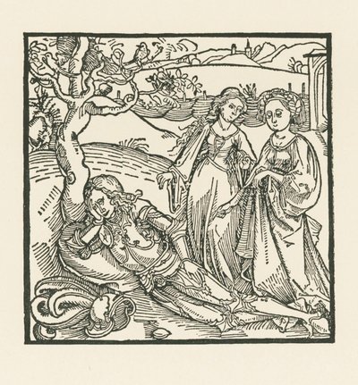 瞑想する騎士に二人の娘が加わる 作： Albrecht Dürer or Duerer