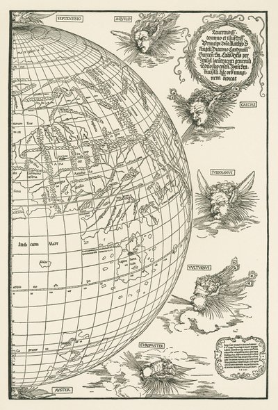 ヨハネス・スタビウス世界地図 作： アルブレヒト・デューラーまたはデューラー