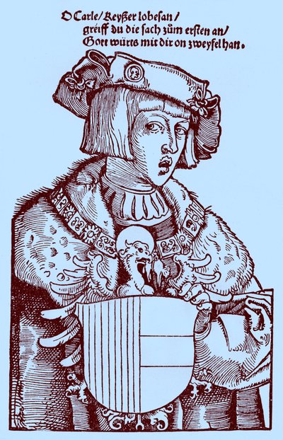 青年期のシャルル5世 (1500-1558) (エングレービング) 作： Albrecht Dürer