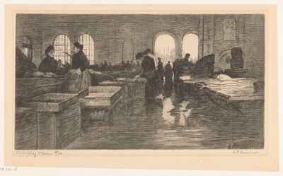 アムステルダムのニューマルクトにあるヴィスマルクトの内部 Vischafslag Amsterdam (オブジェクトの元のタイトル) 作： Albrecht Felix Reicher (signed by artist)