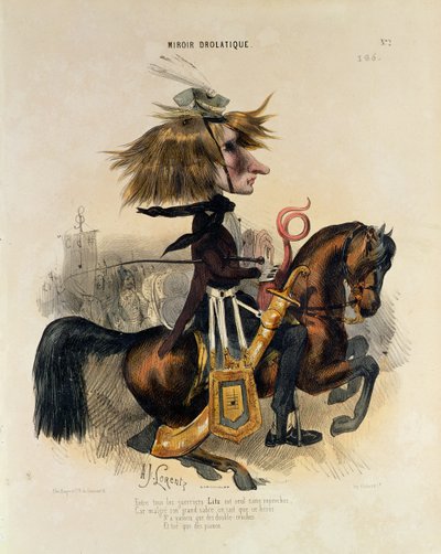 フランツ・リストの風刺画（1811-86） 作： アルシード・ジョセフ・ロレンツ