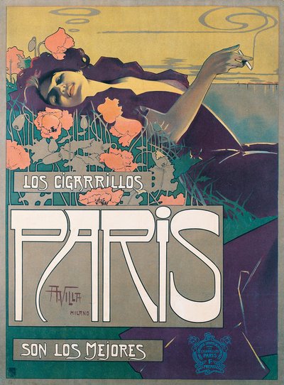 Aleardo Villa氏によるCigarettes Parisのポスター 作： Aleardo Villa