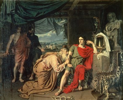 1824年、ヘクトルの遺体の返還を求めてアキレスを懇願するプリアム王 作： Aleksander Ivanov