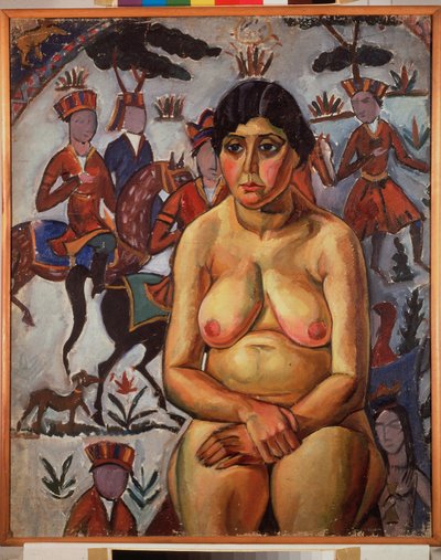 ペルシャ絨毯の前で裸の女性 作： Aleksandr Aleksandrovich Osmerkin