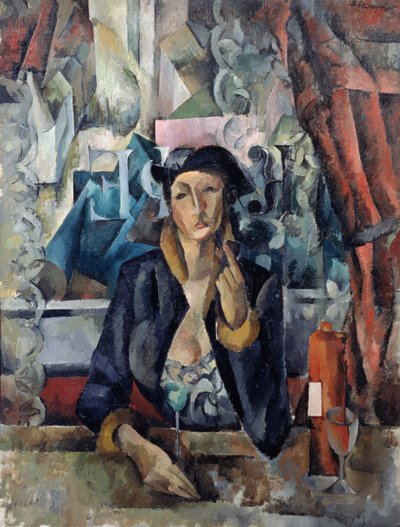 カフェの画家の妻の肖像 作： Aleksandr Aleksandrovich Osmerkin