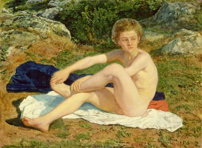 裸の少年、「人々の前でのキリストの出現」のための研究、1840-50 作： Aleksandr Andreevich Ivanov