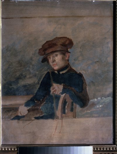 自画像。 Alexander Alexandreyevich Ivanov (1806-1858) の作品、紙に油彩 作： Aleksandr Andreevich Ivanov
