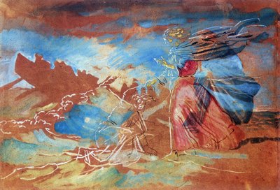 水の上を歩くキリスト」。 アレクサンダー・イワノフ (c1840-1875) ロシア人アーティスト。トレチャコフ・ギャラリー、モスクワ。 作： Aleksandr Andreevich Ivanov