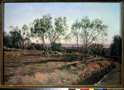 「アルバーノ墓地近くのオリーブの木」アレクサンドル・イワノフ（1806-1858）による絵画、1845年国立トレチャコフ美術館、モスクワ 作： Aleksandr Andreevich Ivanov