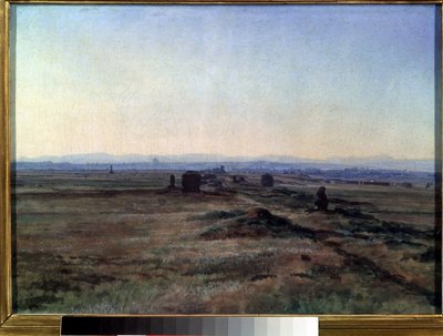 「日没時のアッピア街道の眺め」アレクサンドル・イワノフ (1806-1858) による絵画 1845年 国立トレチャコフ美術館、モスクワ 作： Aleksandr Andreevich Ivanov