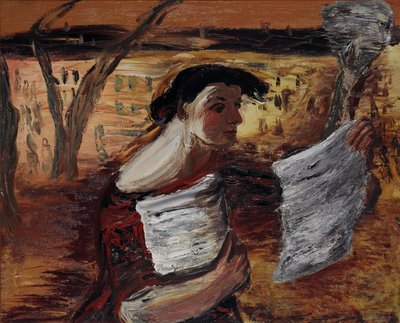 リーフレットを持つ女性、1933 作： Aleksandr Davidovic Drevin