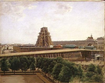 宮殿前広場にアレクサンダー・コラムを掲げる 作： Aleksandr Gavrilovich Denisov