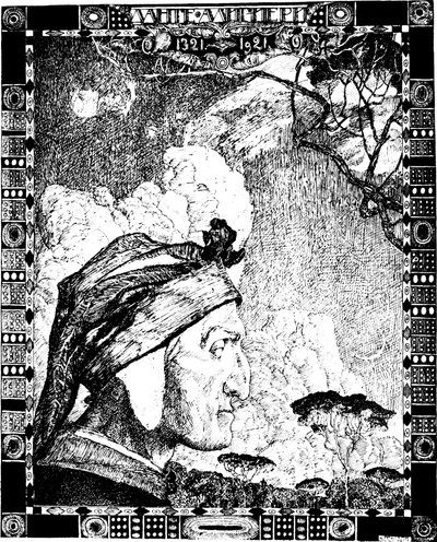 ダンテアリギエーリ、中世イタリアの詩人、1921年。 作： Aleksandr Jakovlevic Golovin