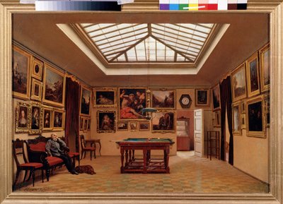 ビリヤード場にて。 Alexander Ivanovich Morozov（1835-1904）による絵画、キャンバスに油彩 作： Aleksandr Ivanovich Morozov
