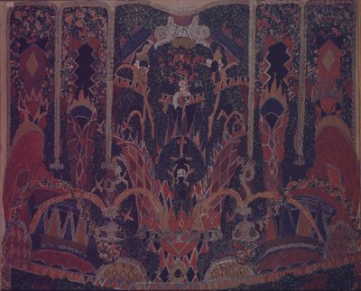 劇場劇の仮面舞踏会のカーテンのデザイン1917年、M。レルモントフの仮面舞踏会 作： Aleksandr Jakovlevic Golovin