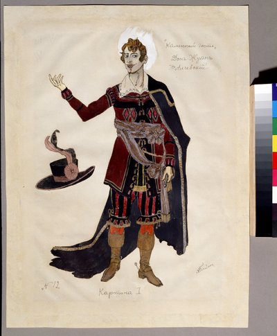 Alexandre Dargomyjski (1813-1869) によるオペラ「Le guest de pierre」の衣装デザイン (A.Dargomyzhsky によるオペラ The Stone Guest の衣装デザイン)。 Alexander Yakovlevich Golovin（Alexander Golovin）（1863-1930）の作品。 水彩、ガッシュ、e 作： Aleksandr Jakovlevic Golovin