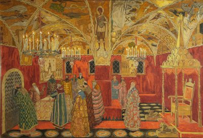 オペラの舞台デザイン、M。ムソルグスキー作、1911年 作： Aleksandr Jakovlevic Golovin