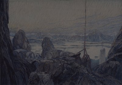 演劇の舞台デザイン、H。イプセン作「海からの女性」（1905年） 作： Aleksandr Jakovlevic Golovin