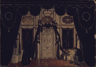 劇場演劇の舞台デザイン、M。レルモントフ作の仮面舞踏会、1917年 作： Aleksandr Jakovlevic Golovin
