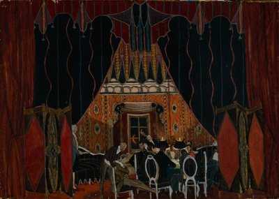 演劇劇の舞台デザイン、M。レルモントフ作の仮面舞踏会、1917年 作： Aleksandr Jakovlevic Golovin
