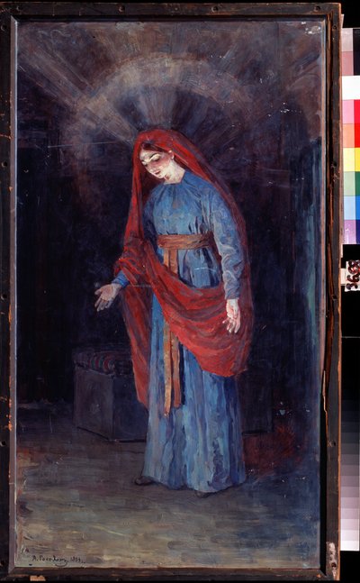 「受胎告知のマドンナ」アレクサンドル・ヤコブレヴィッチ・ゴロビン（アレクサンダー・ゴロビン）（1863-1930）による絵画（1863-1930）1894年州立美術館、コストロマ 作： Aleksandr Jakovlevic Golovin