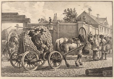荷馬車で木材を運ぶロシアのポーター 作： Aleksandr Osipovich Orlovskii