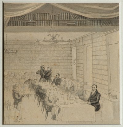 1832年、アレクサンダースミルディンの書店での宴会 作： Aleksandr Pavlovich Bryullov