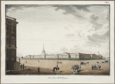 サンクトペテルブルクのアドミラリティ - アレクサンドル・パブロビッチ・ブリウロフ（1798-1877）。リトグラフ、水彩画 作： Aleksandr Pavlovich Bryullov