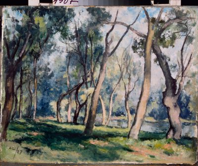 木立 - Alexander Vasilyevich Shevchenko (Alexander Chevtchenko) (1883-1948) の作品、ボール紙に油彩 作： Aleksandr Vasilievich Shevchenko