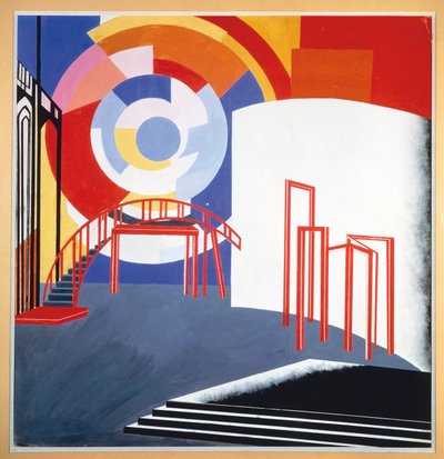 風光明媚なデザインのスケッチ、1924年頃（紙にガッシュ） 作： Aleksandra Aleksandrovna (1884 1949) Ekster