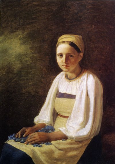 ヤグルマギクと農民の少女、1820年代 作： Aleksei Gavrilovich Venetsianov