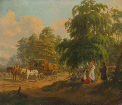 ロシアのトロイカのある風景、1801年。 作： Aleksei Gavrilovich Venetsianov
