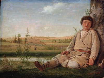 眠っている羊飼いの少年、1823 作： Aleksei Gavrilovich Venetsianov